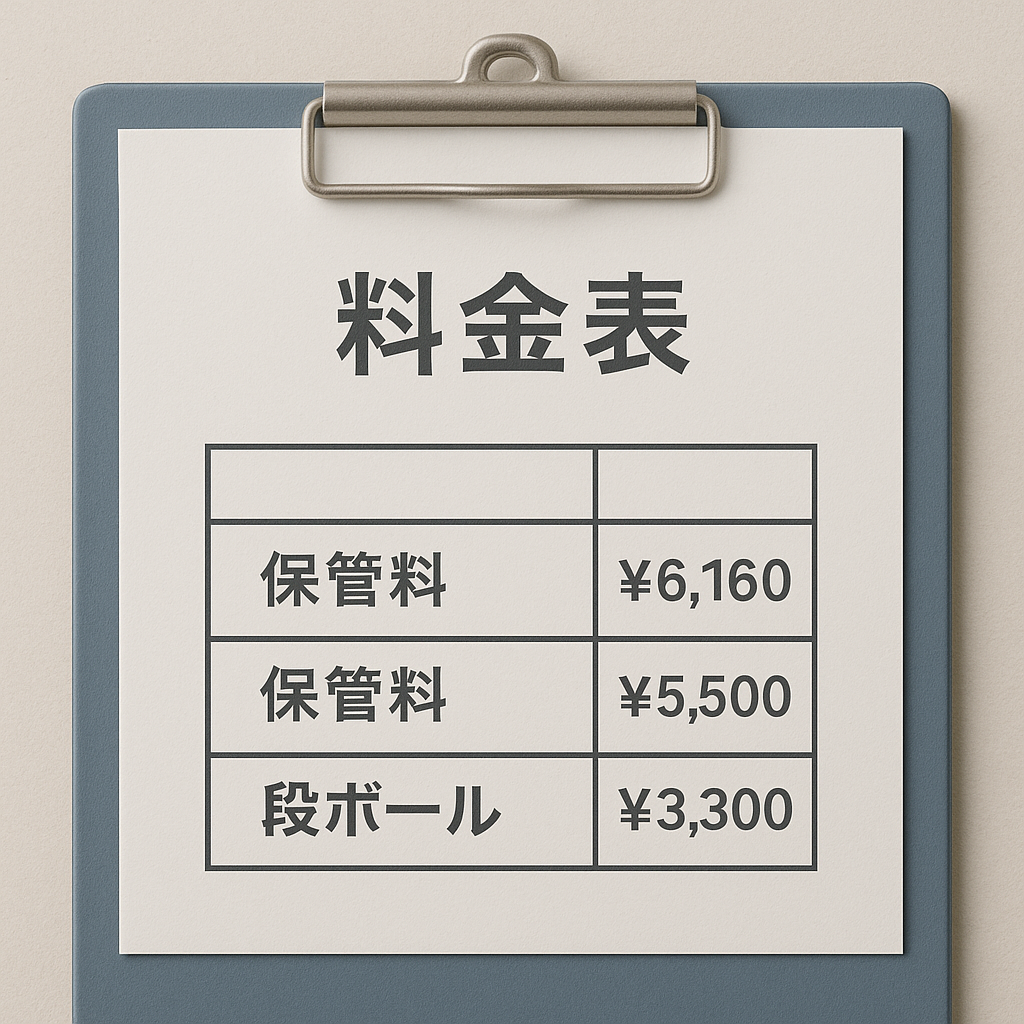 日産名古屋書庫の料金表