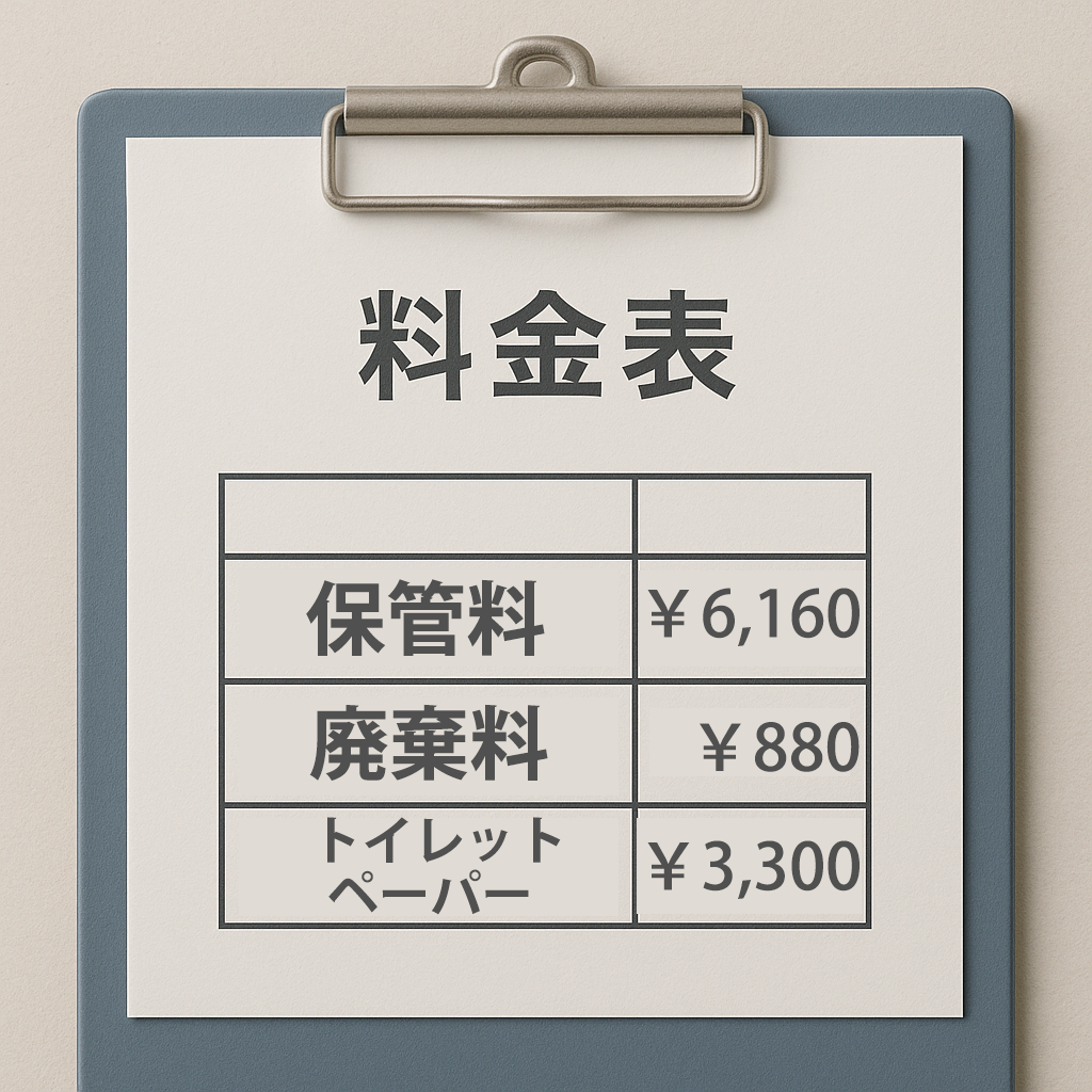 日産名古屋書庫の料金表